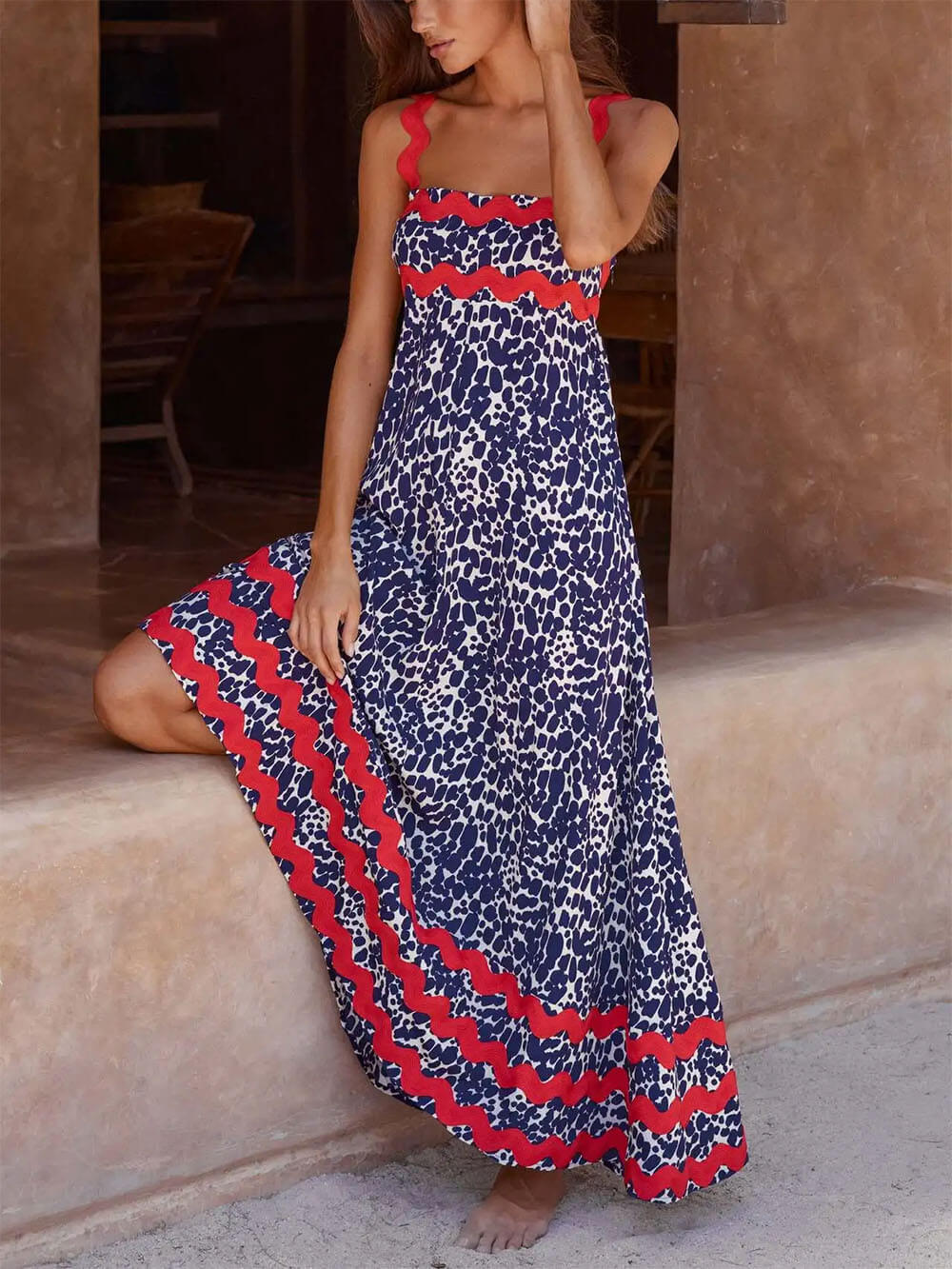 Suspender Print Maxi Dress - Fashionpara
