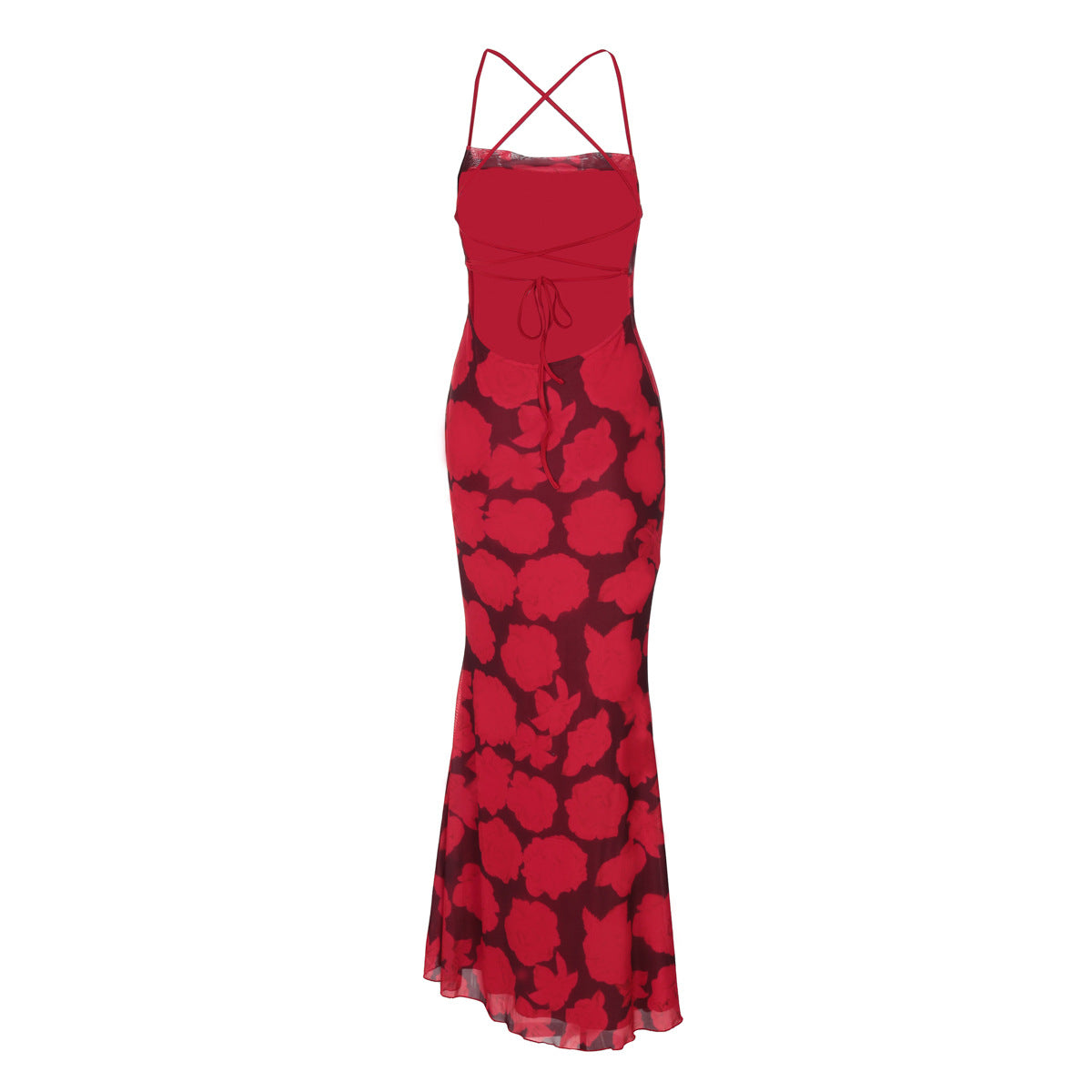 Floral Print Square Neck Bodycon Maxi Dress