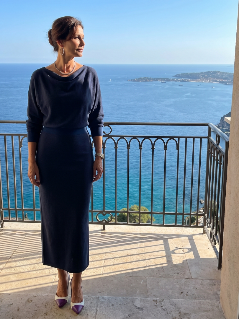 Cowl Neck Long Sleeve Fitted Knit Midi Dress 12