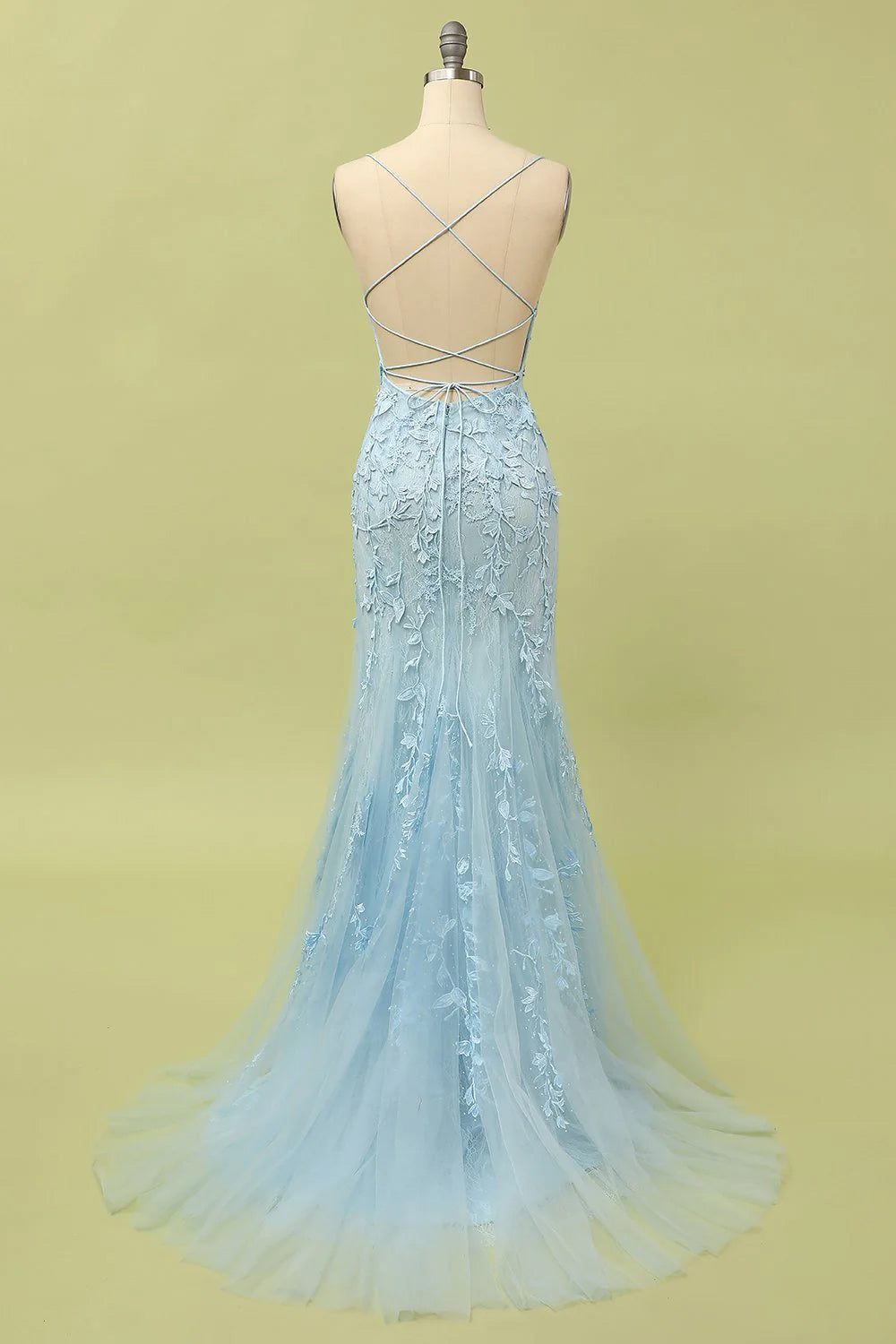 Mint Mermaid Long Prom Dress with Appliques - Fashionpara