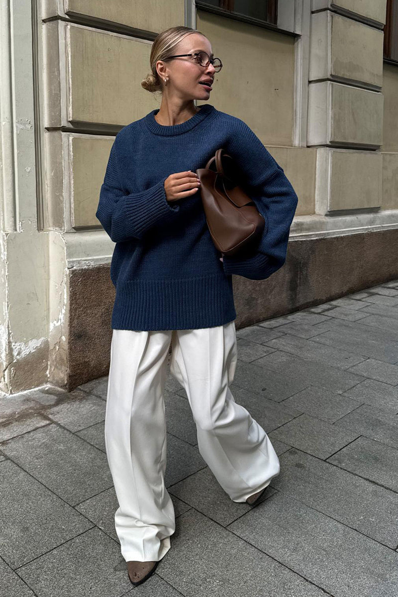 PrincessAce Relaxed Fit Crew Neck Knit Sweater for Comfort