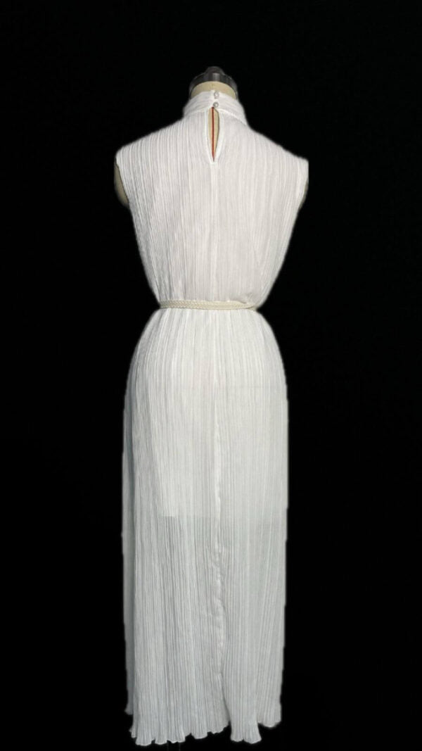 Pleated High-Neck Sleeveless Belted Midi Dress 4