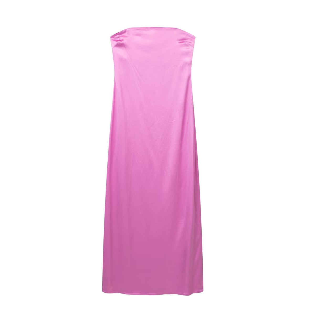 Satin Strapless Column Maxi Dress - View 2