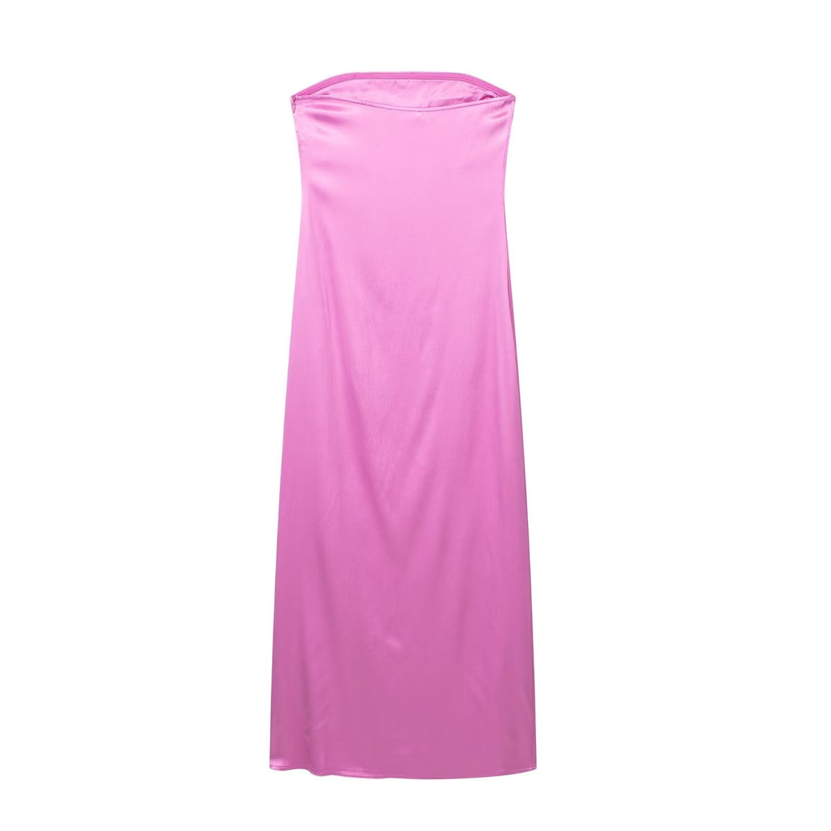 Satin Strapless Column Maxi Dress - View 3