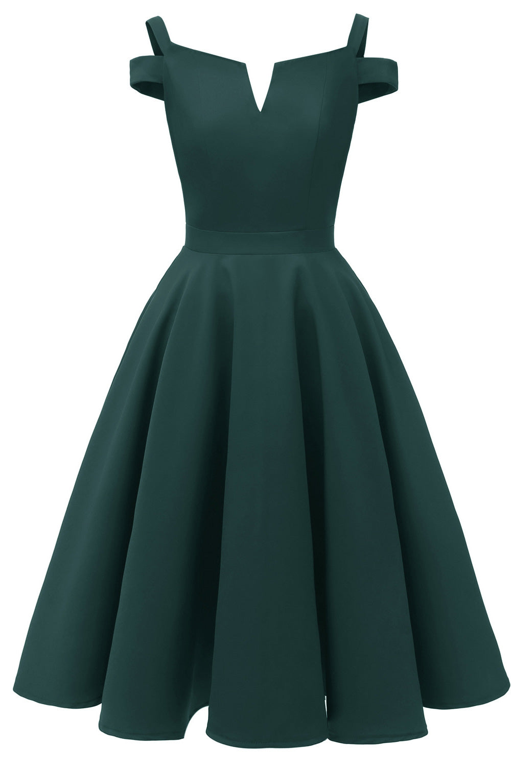 V-cut Cold Shoulder Satin Prom Dress - Mislish
