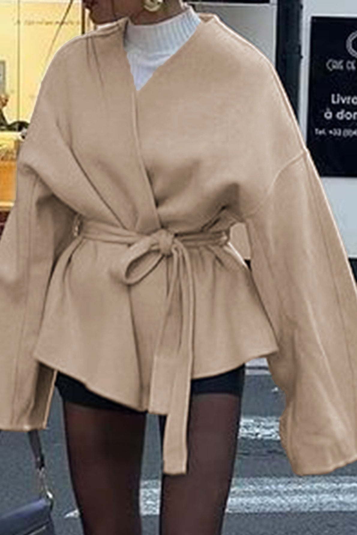 Tailored Long Sleeve Belted Trench Coat - Fashionpara
