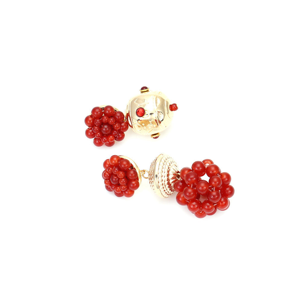 Vintage Ball Beaded Asymmetric Earrings