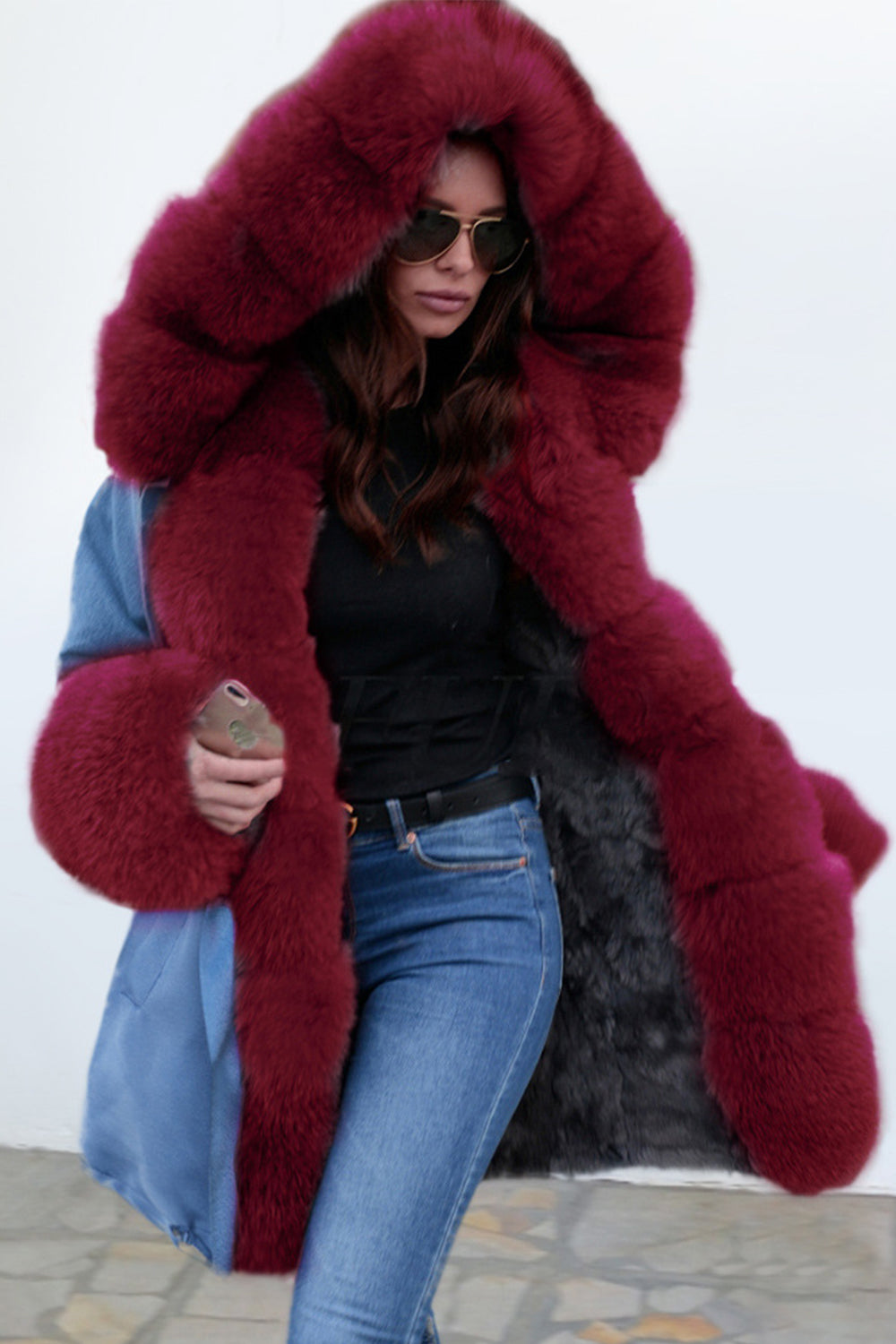 Wool Collar Drawstring Parka Coat for Stylish Warmth