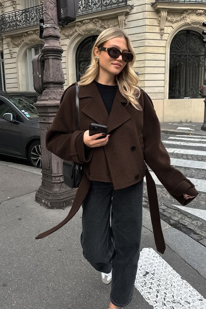 Stylish Double Breasted Wool Blend Coat for Elegant Comfort