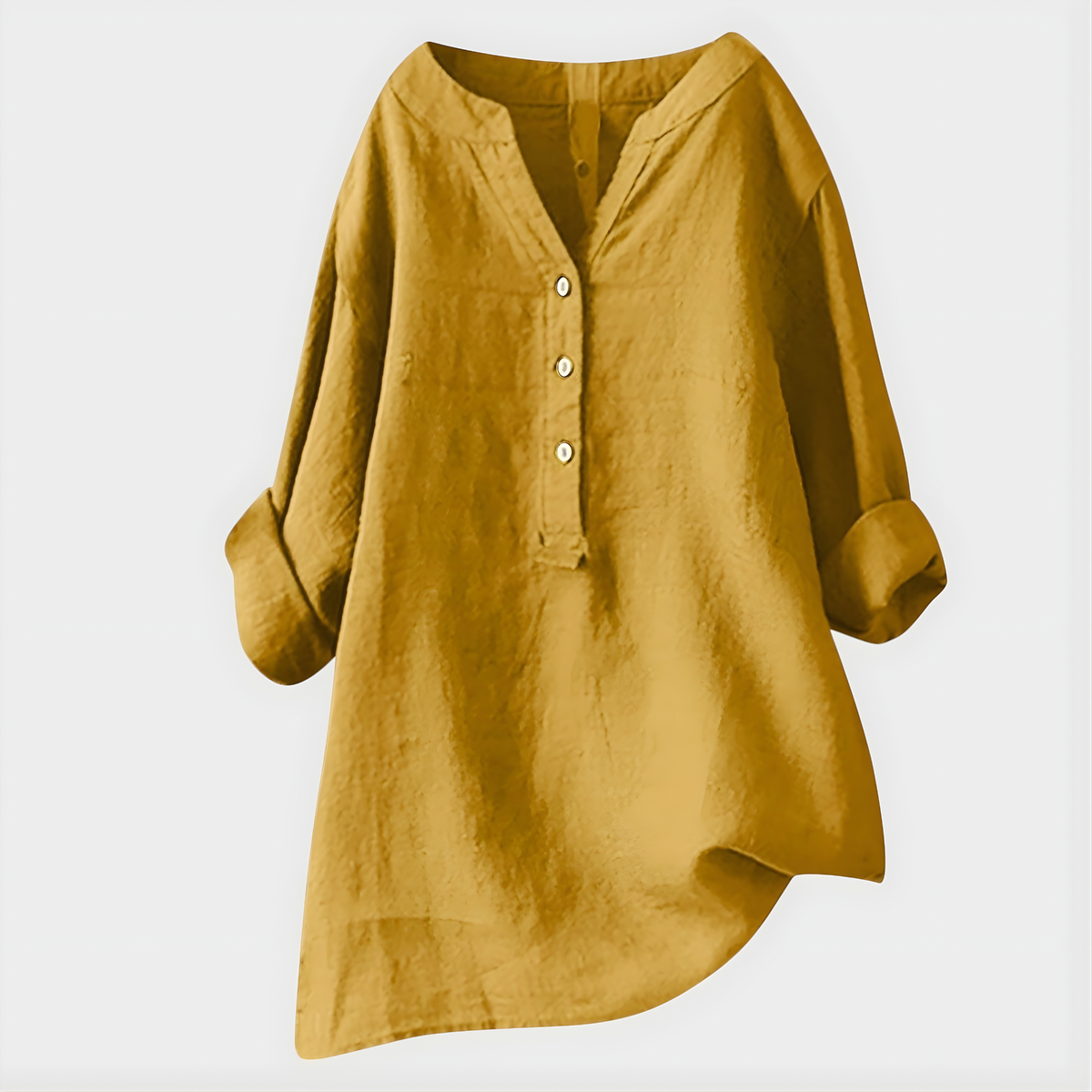 Notch Neck Button Front Long Sleeve Linen Blouse 13