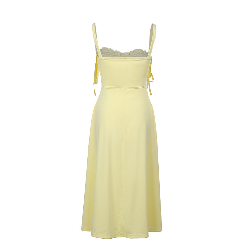 Sunflower Slit Dress-Yellow