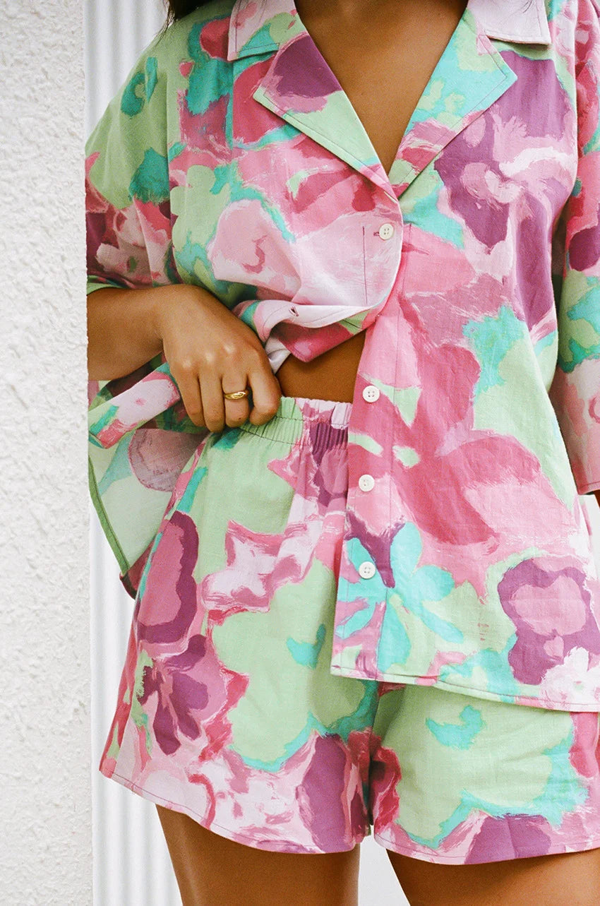 Casual Printed Shirt & Shorts Two-Piece Set - Fashionpara