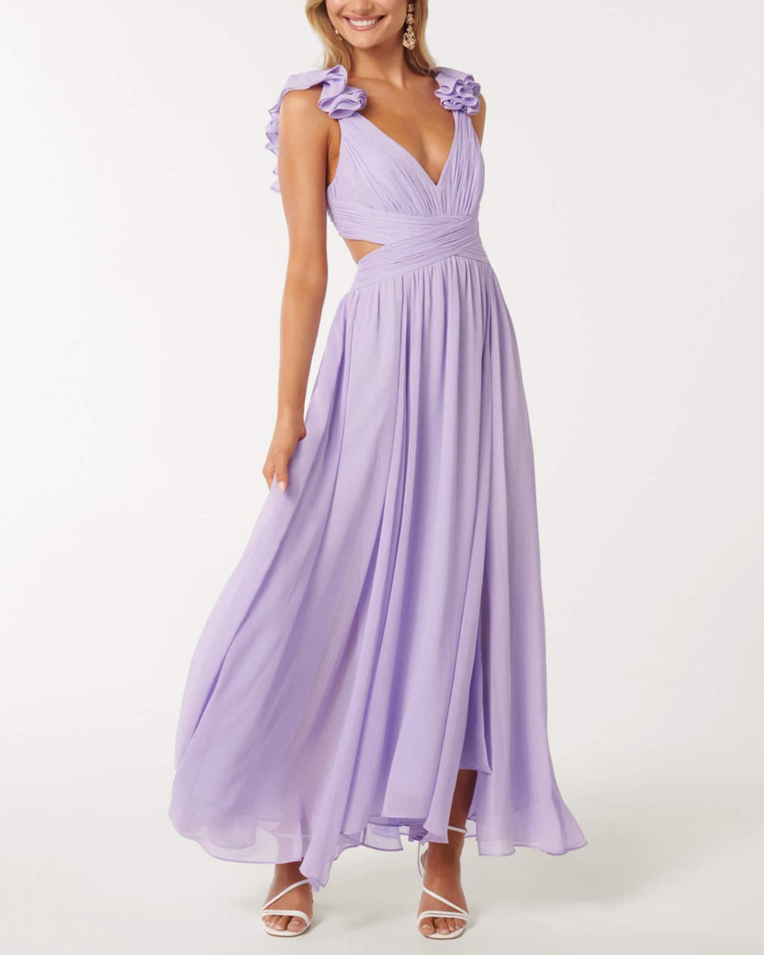 Ruffle Shoulder Maxi Dress - Fashionpara