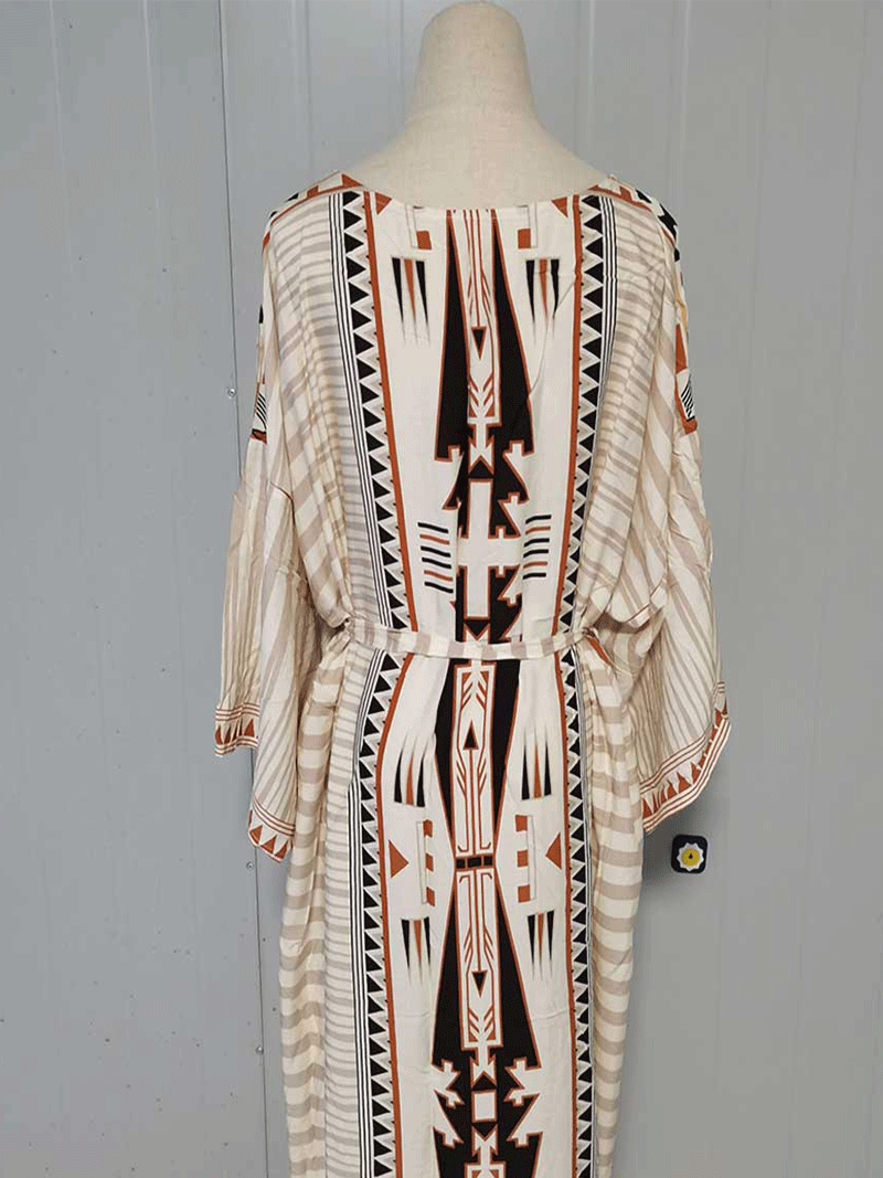 Printed Different Colors Polyester Long Length Gown Kimono Duster Robe - Fashionpara