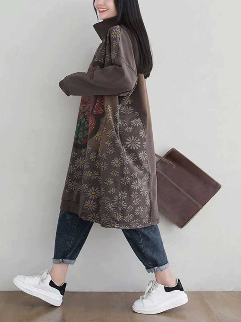 Make Your Dreams Printed Turtleneck Sweater Midi Dress - Fashionpara