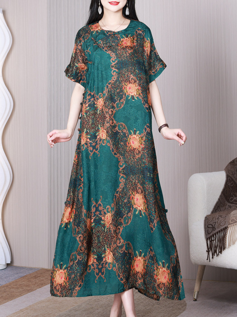 Life Round Neck Short Sleeves A-line Dress 4