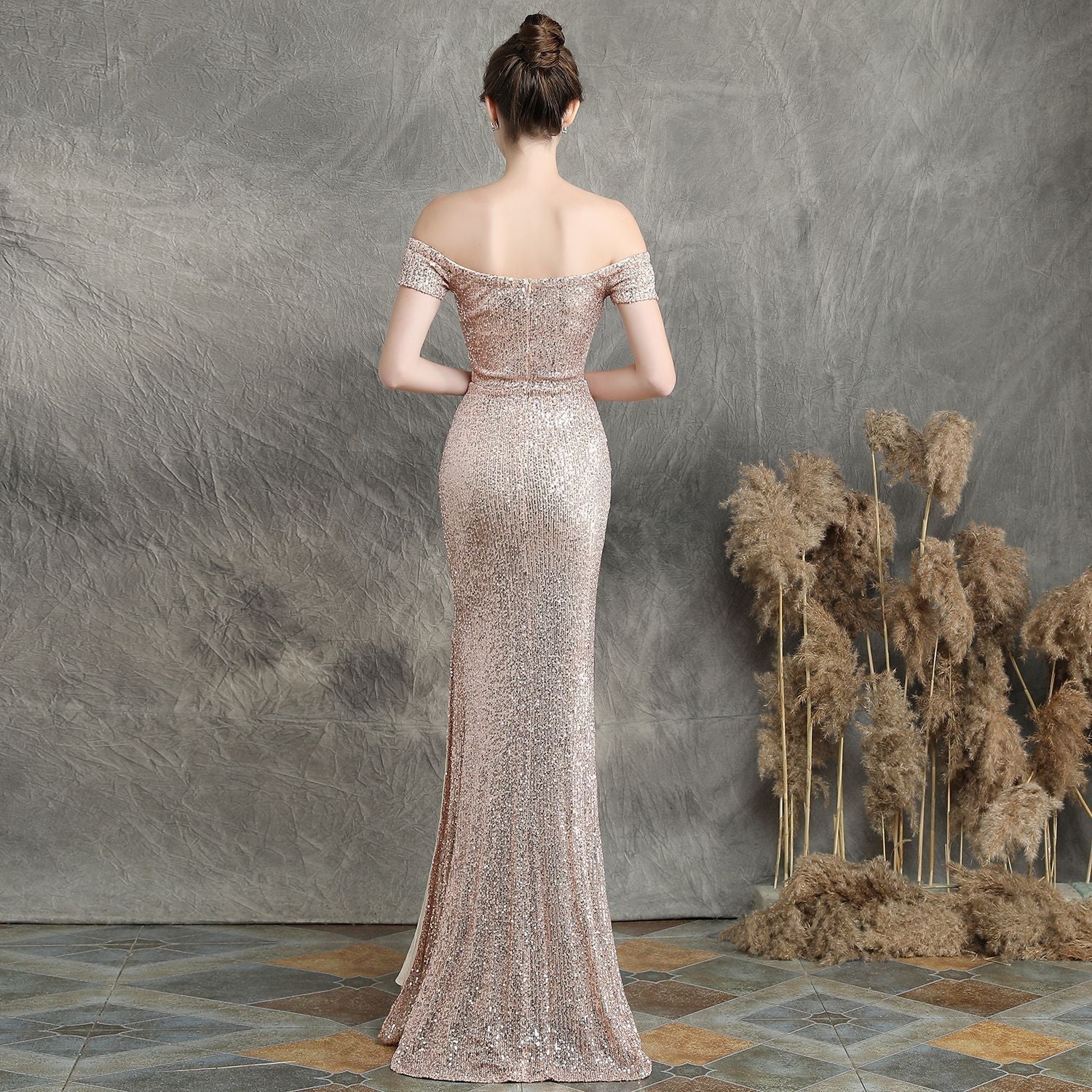 Marzia Formal Sequined Slit Dress - Fashionpara