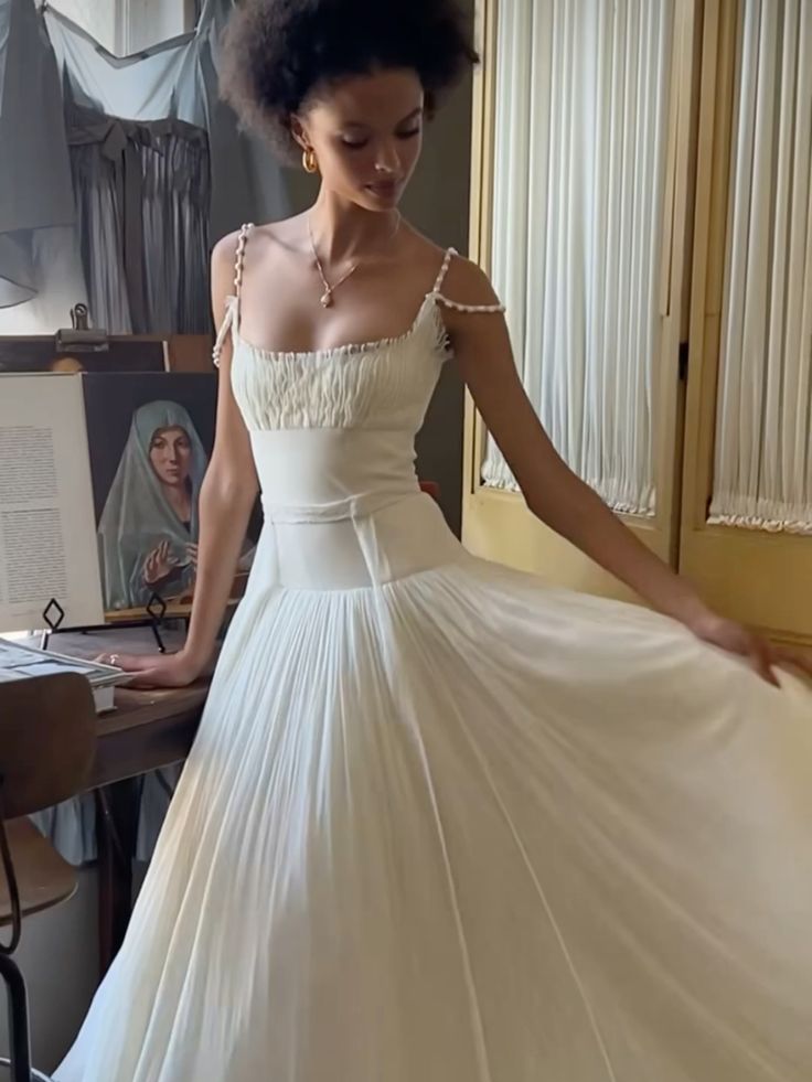 Elegant A Line Long Wedding Dress Princess Evening Dress