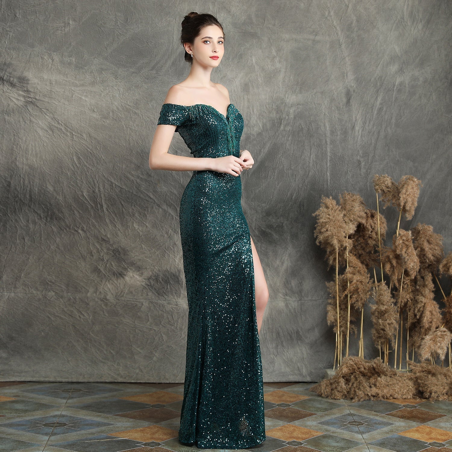 Marzia Formal Sequined Slit Dress - Fashionpara