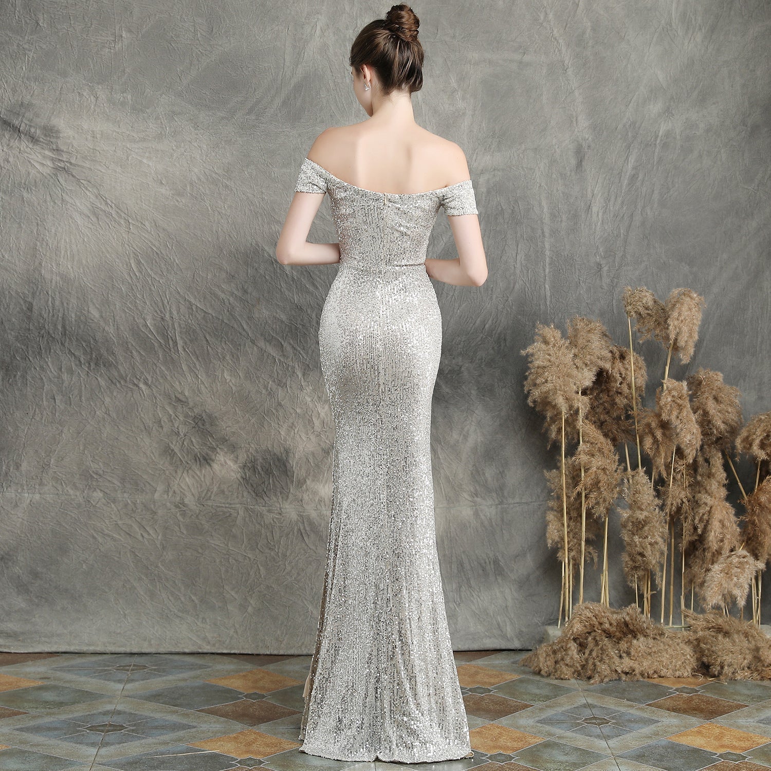 Marzia Formal Sequined Slit Dress - Fashionpara