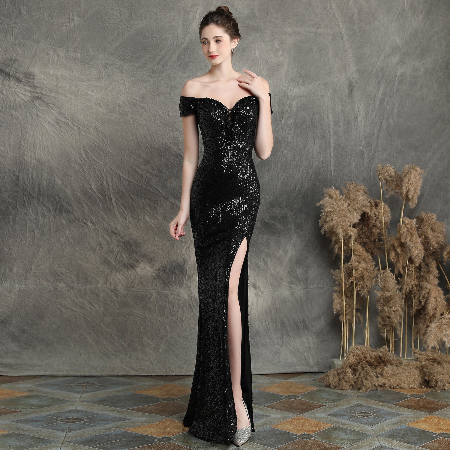 Marzia Formal Sequined Slit Dress - Fashionpara