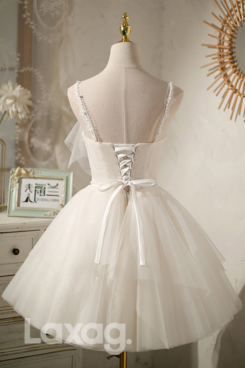 Spaghetti Straps Beads Cute Homecoming Dress - Fashionpara