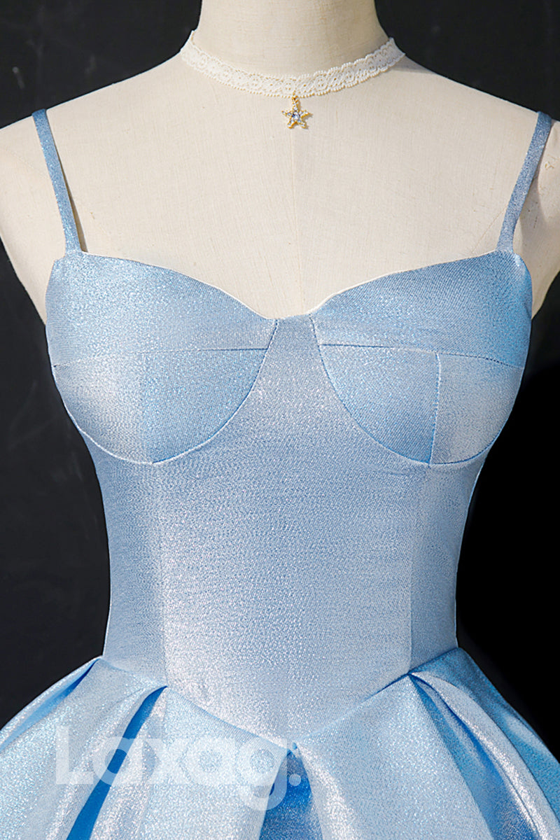 Spaghetti Straps Blue Cute Homecoming Dress - Fashionpara