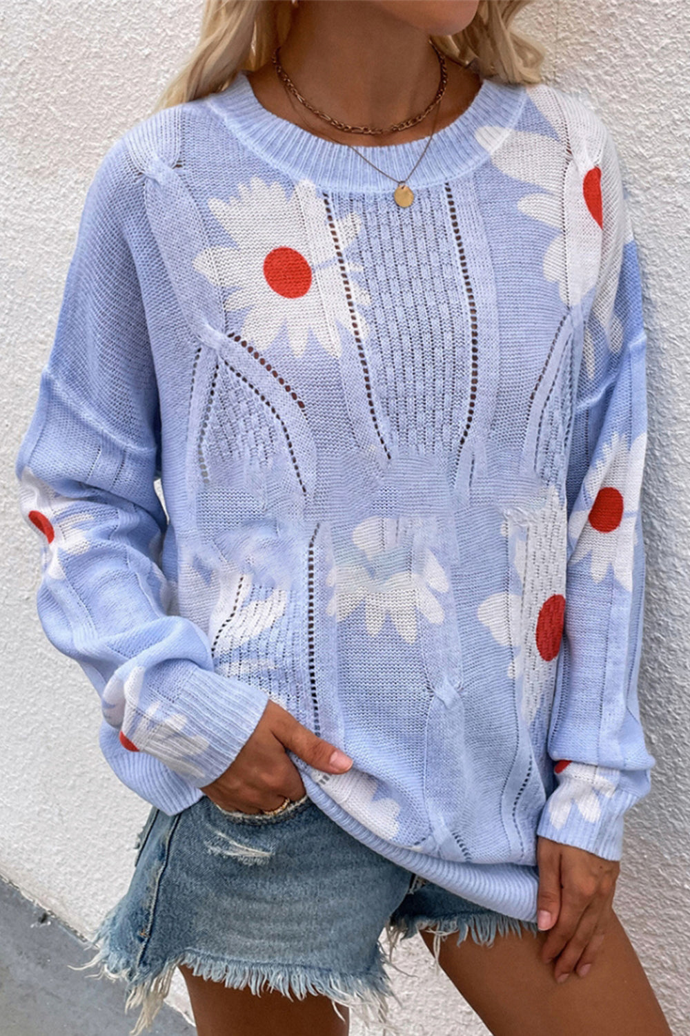Printed Knitted Loose Pullover