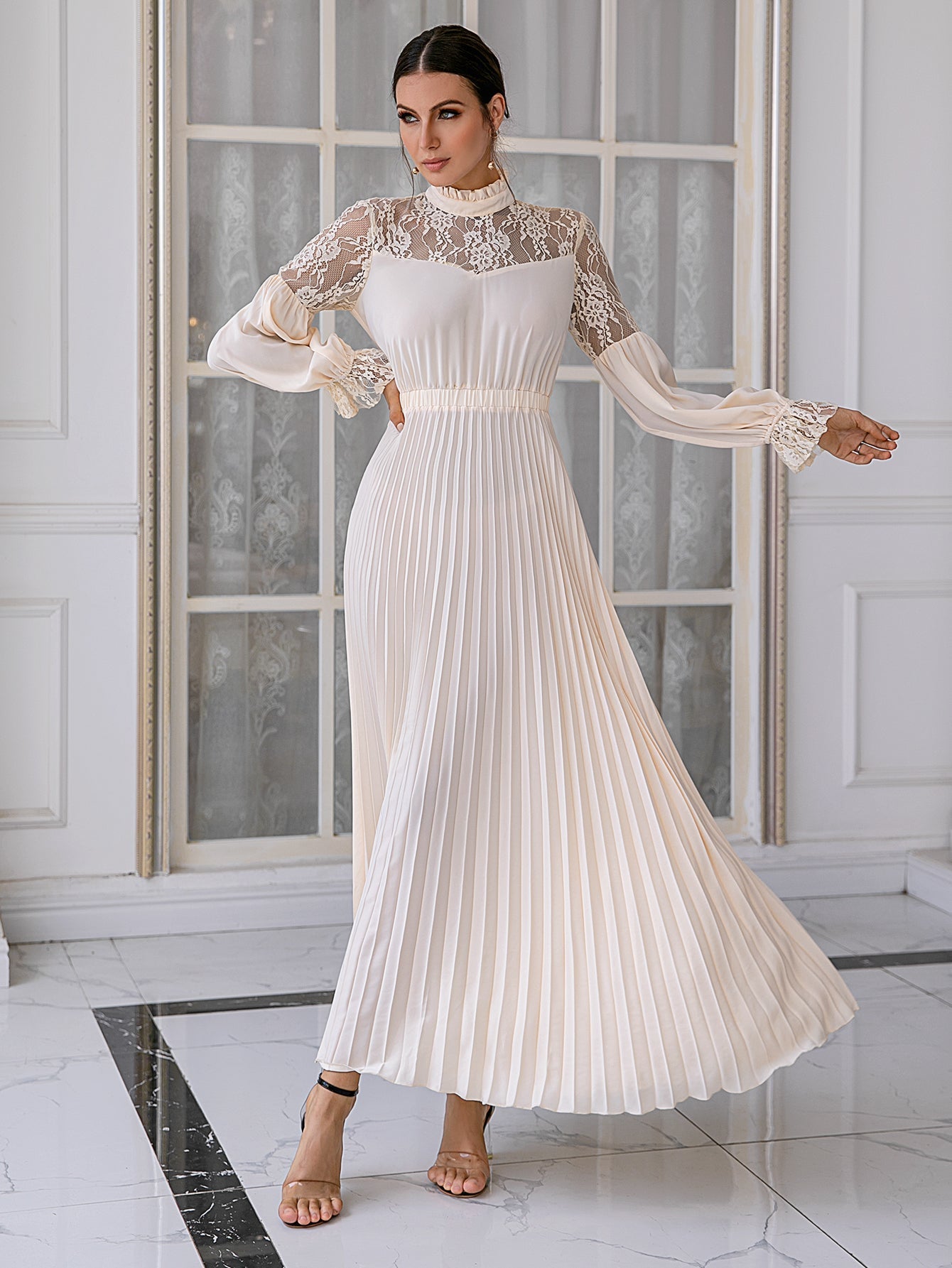 Elegant Evening Dress With Lace - Fashionpara