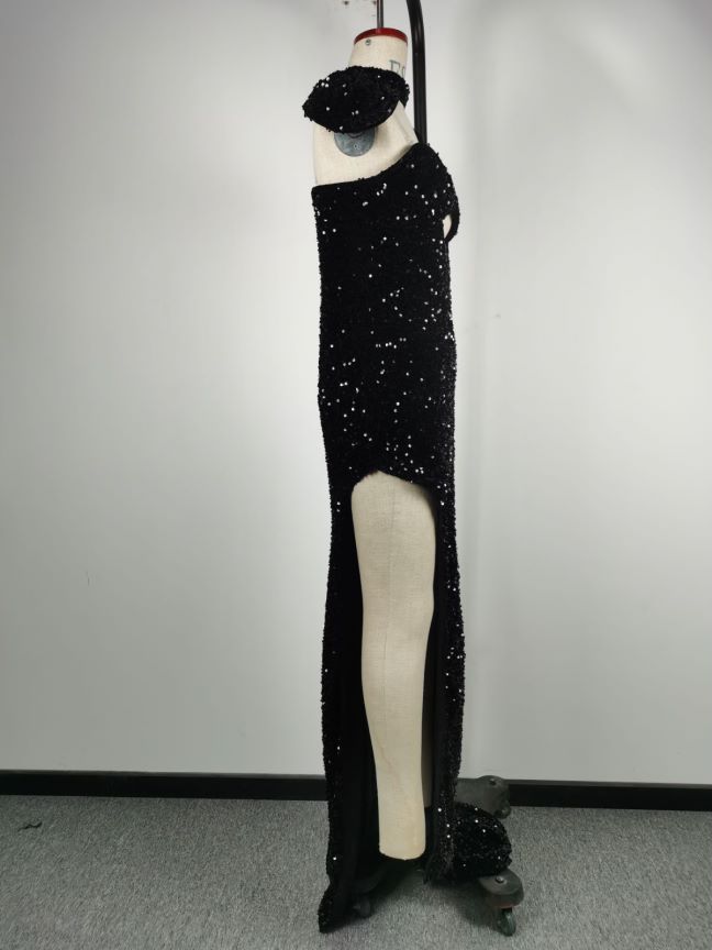 Sequined Tube Top Banquet Dress Hip-Wrapped Evening Dress - Fashionpara