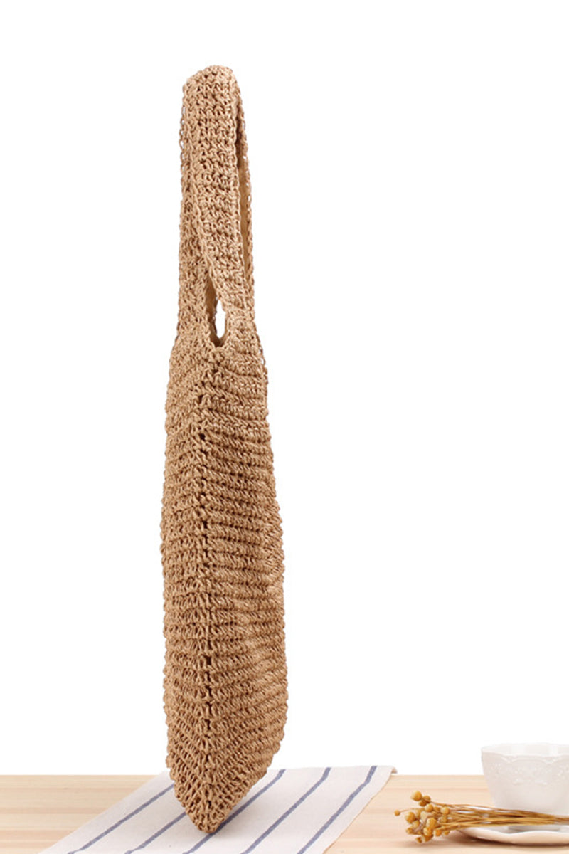 Casual Woven Straw Beach Bag with zipper - Fashionpara