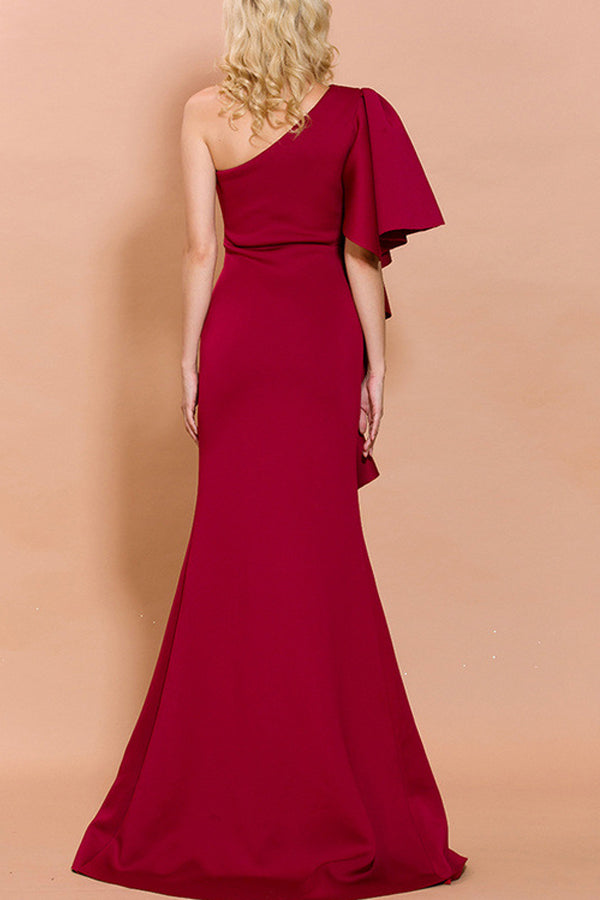 One Shoulder Evening Party Dress - Fashionpara