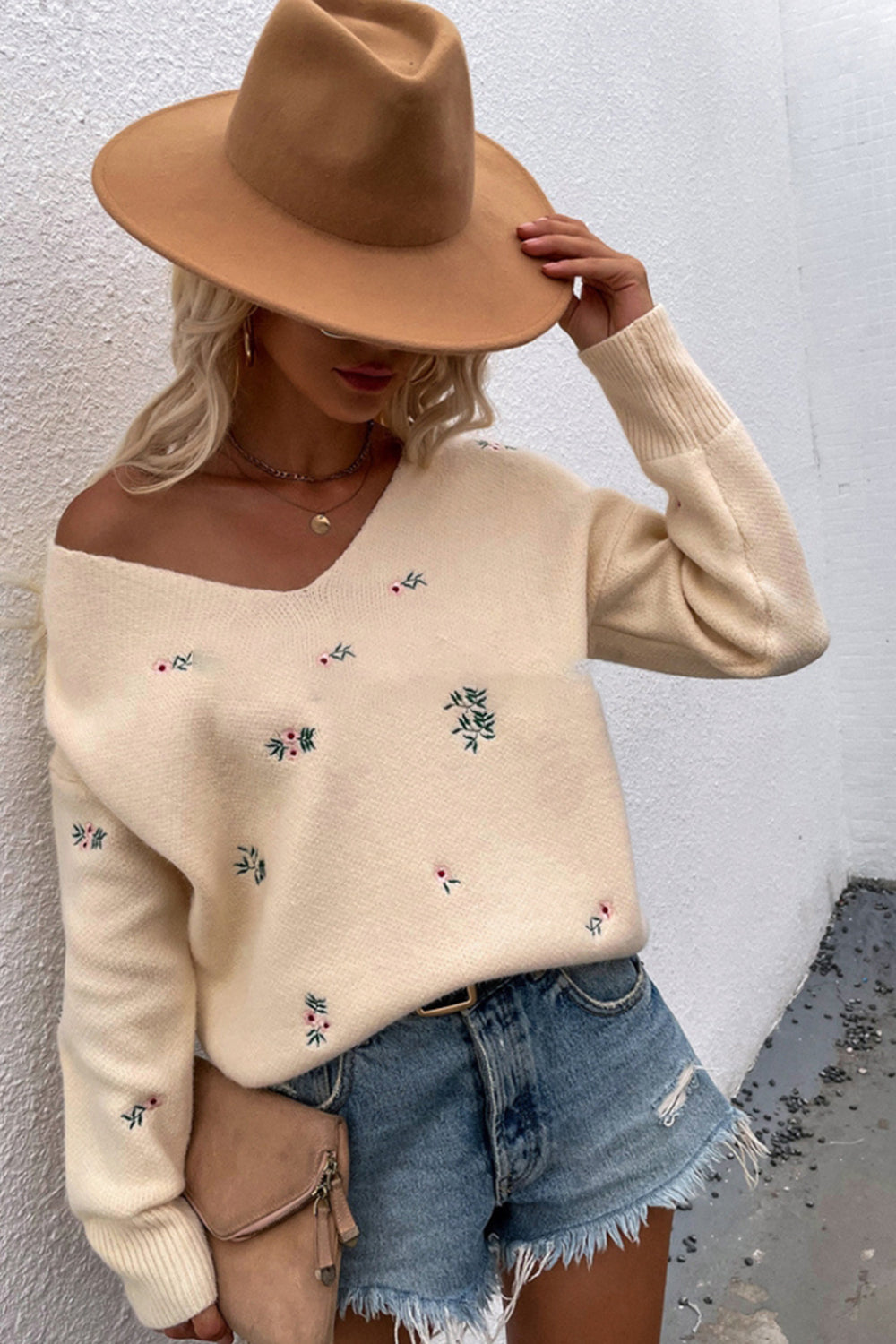 RadyRin Stylish V-Neck Loose Knit Sweater for Comfort