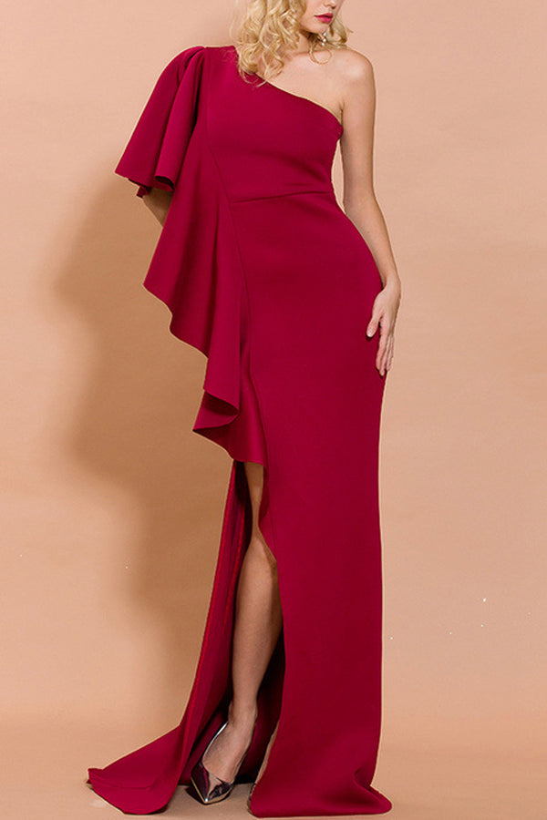 One Shoulder Evening Party Dress - Fashionpara