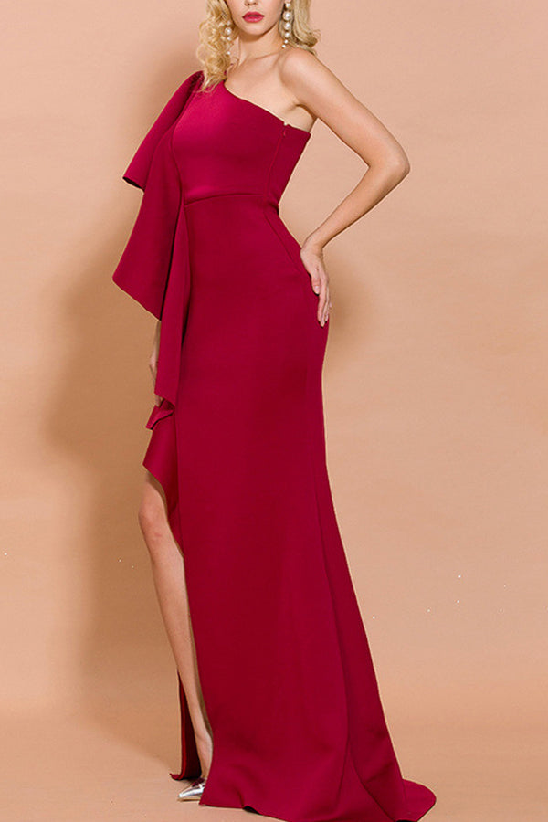 One Shoulder Evening Party Dress - Fashionpara