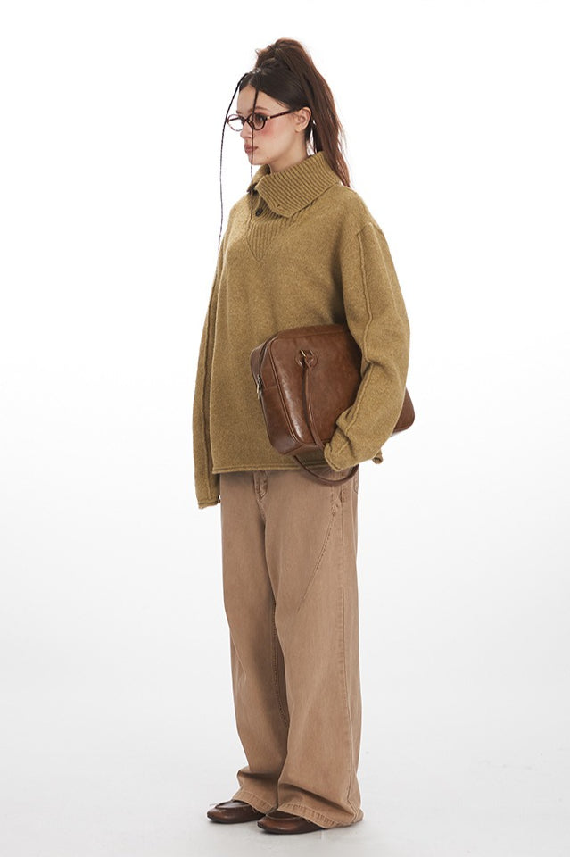 PrincessAce Vintage High Neck Loose Fit Sweater for Comfort