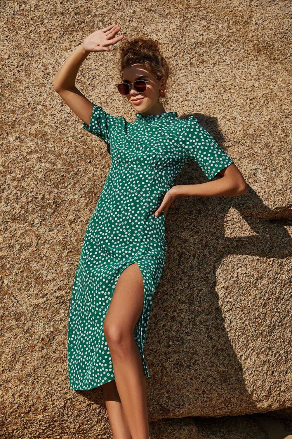 Hip Split Floral Dress - Fashionpara