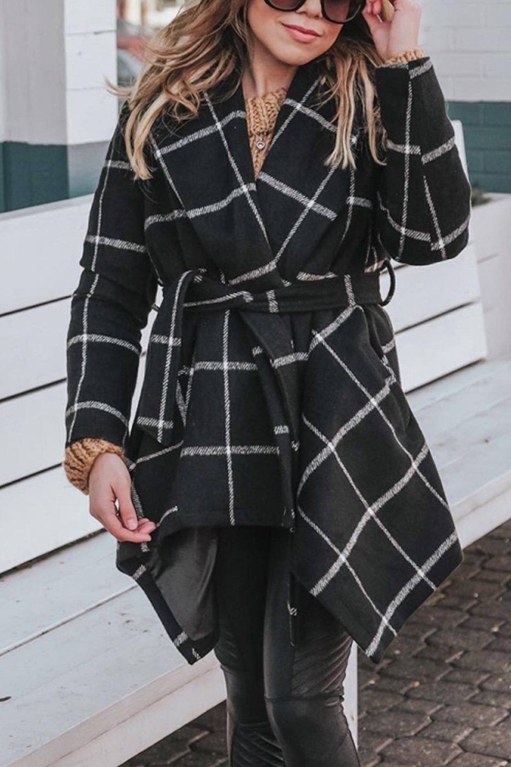 Elegant RadyRin Tweed Plaid Coat for Timeless Style