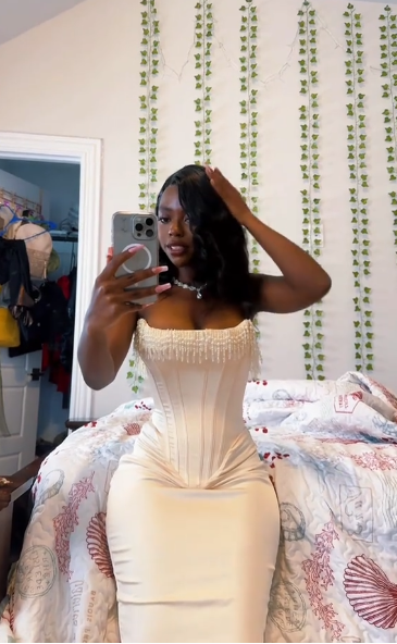 Ivory Satin Prom Dress Tassel Long Evening Dress Birthday Dress - Fashionpara