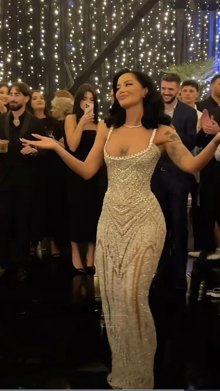 Sexy Mermaid Straps Champagne Sequin Long Prom Dresses Inspiration Prom Dress Senior Graduation Dress - Fashionpara