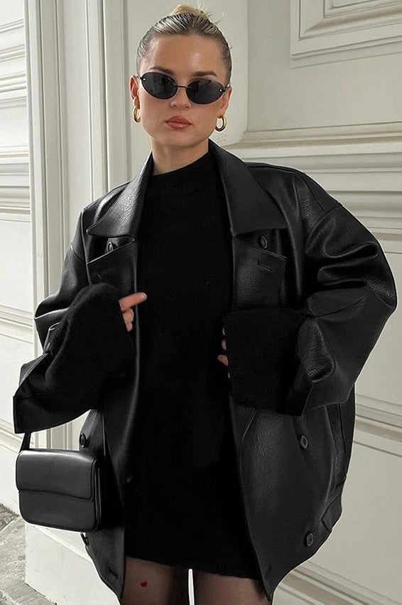 Vintage Lapel Leather Jacket