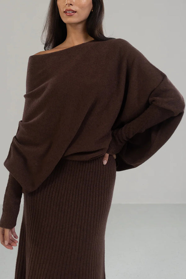 Chic Solid Color Round Neck Long Sleeve Knitted Sweater