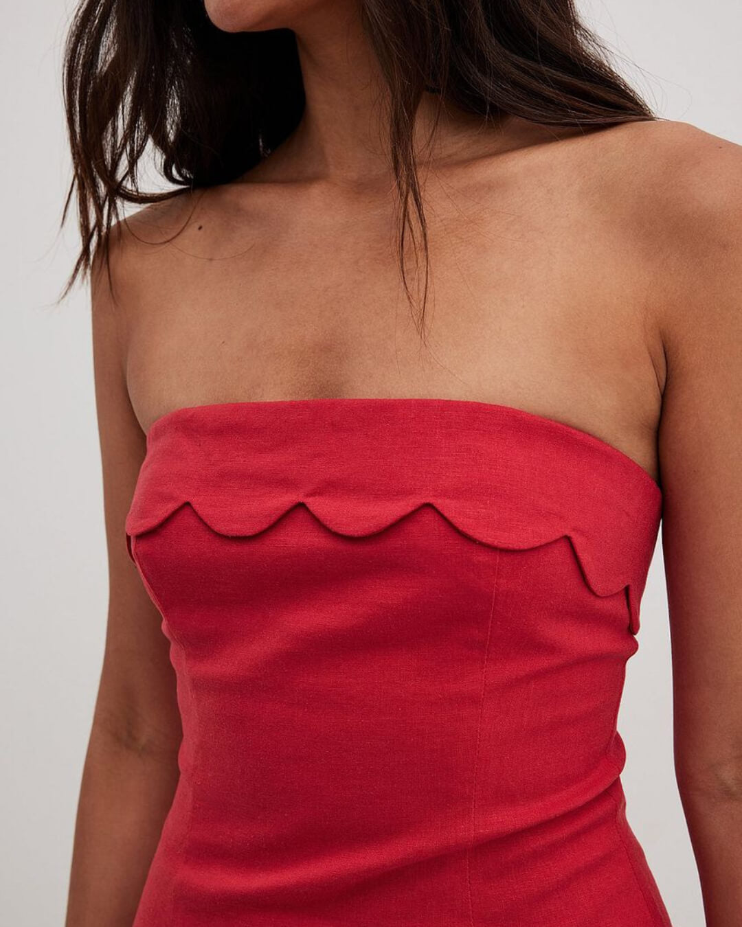 Off Shoulder Bandeau Design Lining Mini Dress - Fashionpara