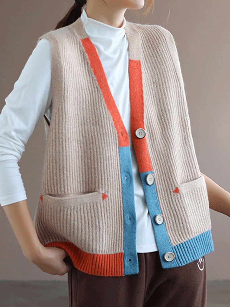 Blue Moon V-neck Knitted Vest Waistcoat Cardigan Sweater 12