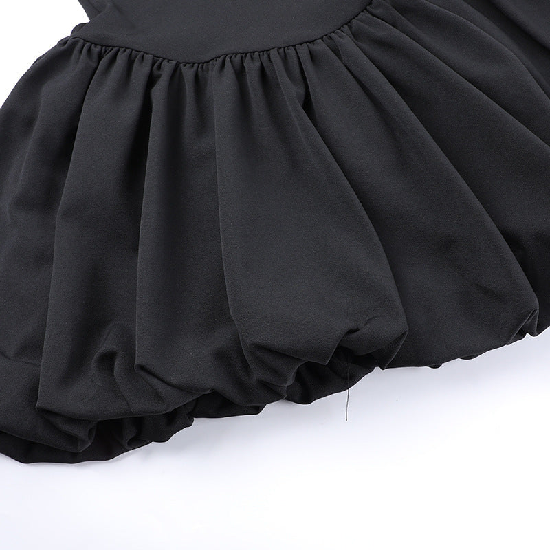 Ruffle-Strap Square-Neck Corset Puff-Hem Mini Dress 12