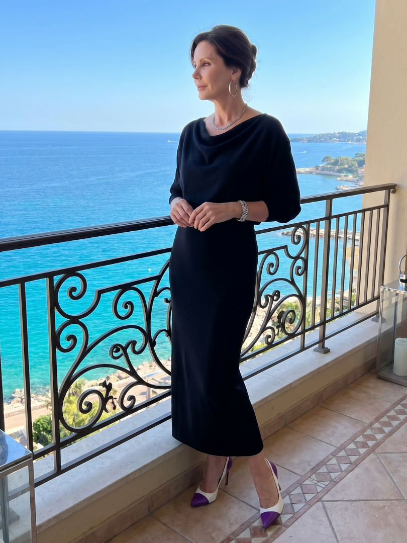 Cowl Neck Long Sleeve Fitted Knit Midi Dress 13