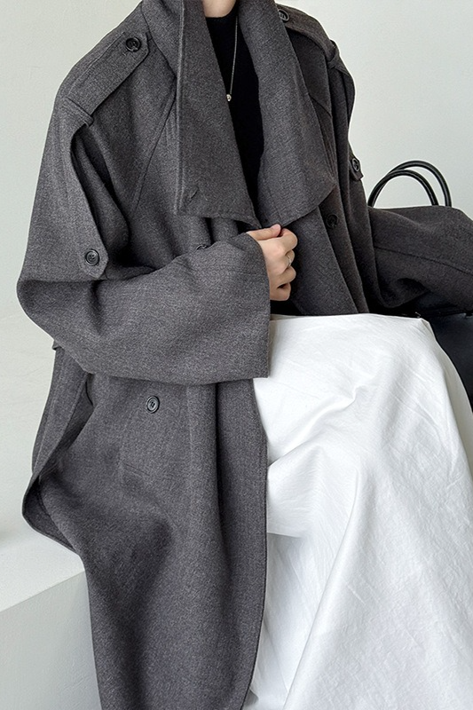 Tall Fit Double Breasted Long Chic Elegant Overcoat - Fashionpara