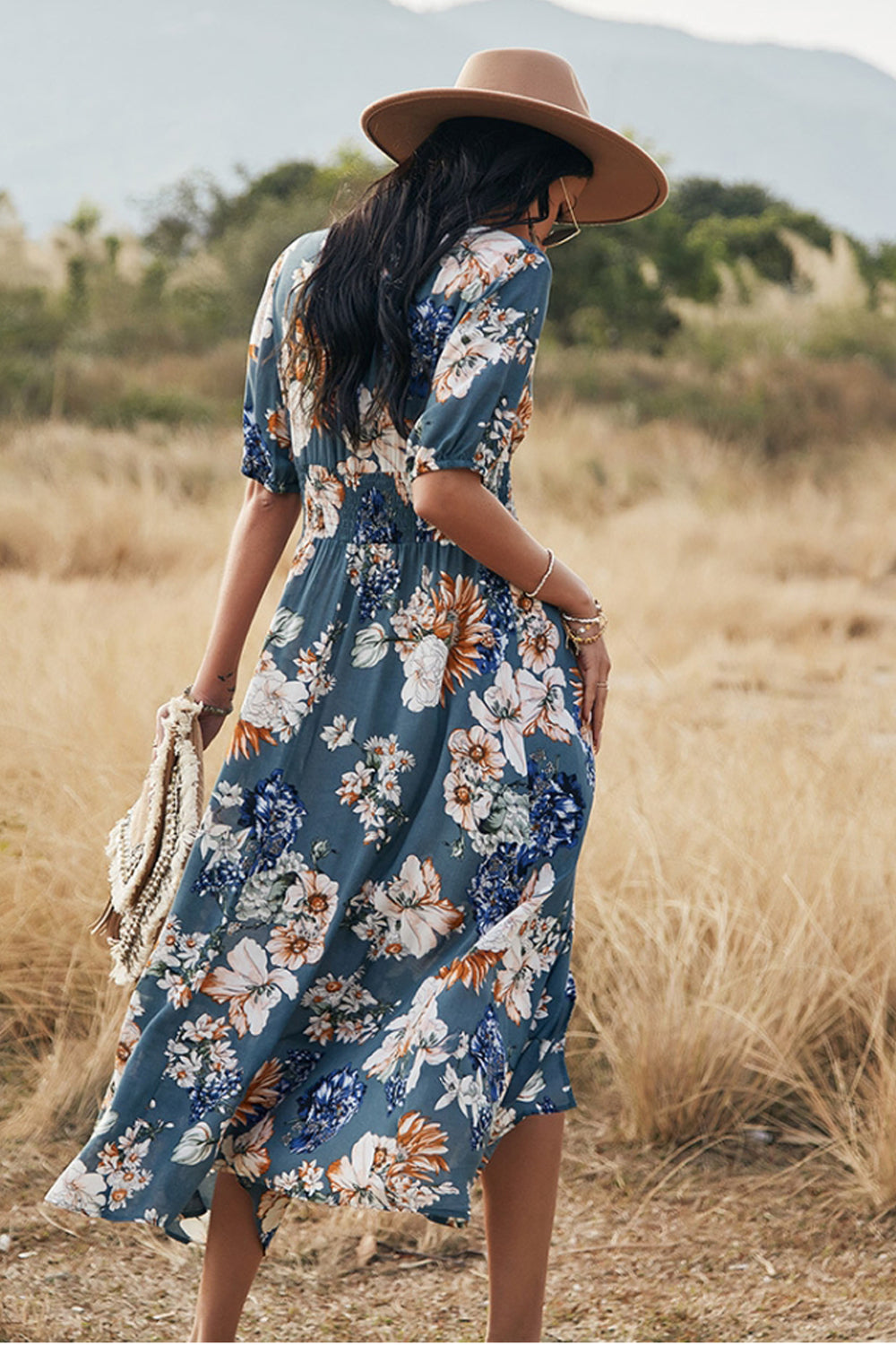 Half Sleeve Slim Print Dress