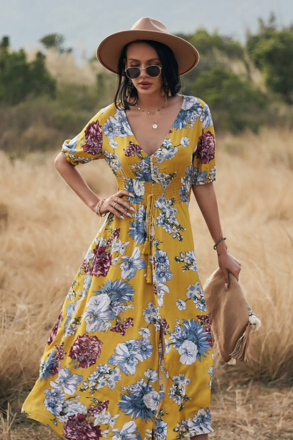 Half Sleeve Slim Print Dress