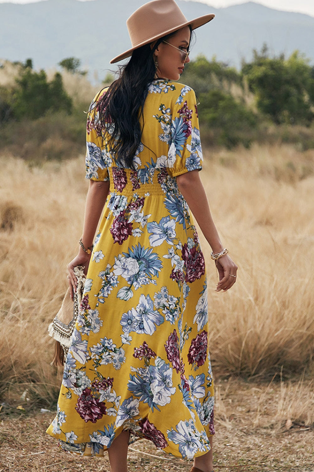 Half Sleeve Slim Print Dress